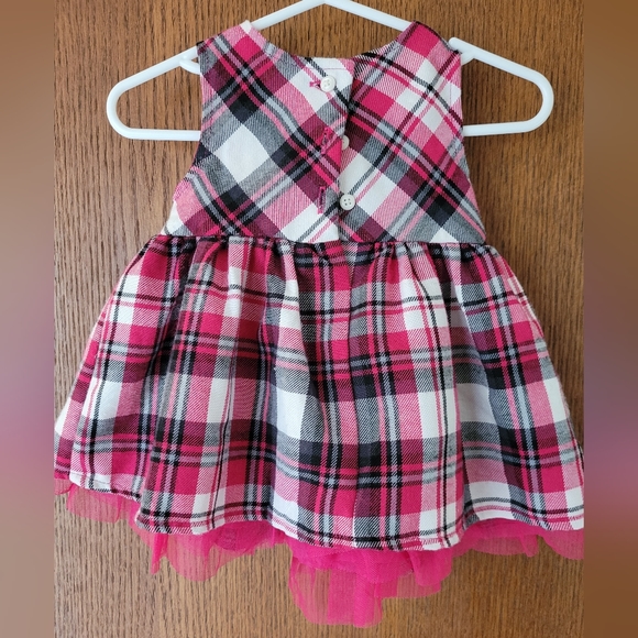 Children's Place Holiday Baby Plaid Flannel Dress  Pink and Black 3-6 months - Picture 2 of 4